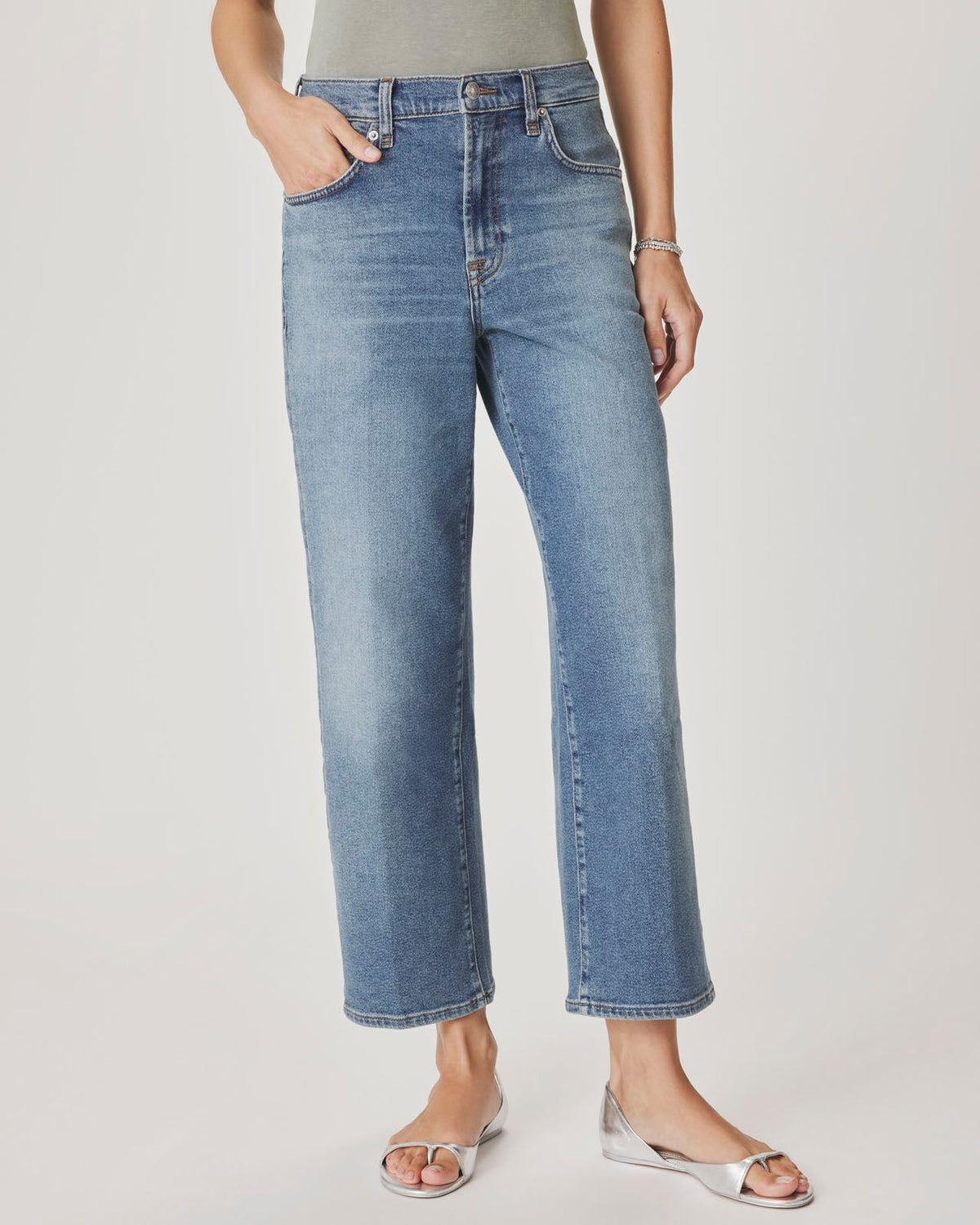 Straight Ankle Jean in Medium Wash - Ocean Breeze