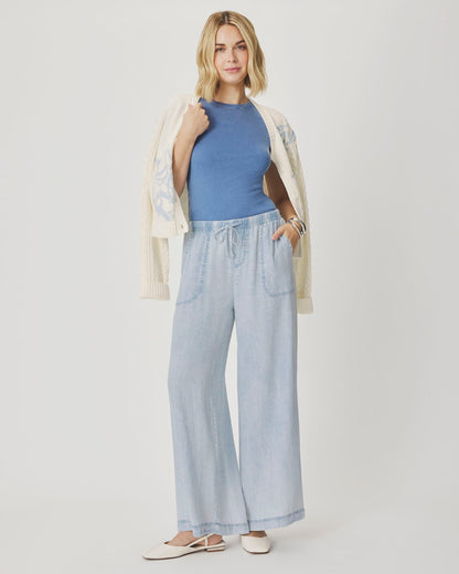 Angie Bleached Indigo Palazzo Pant - Bleached Indigo