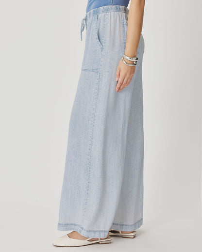 Angie Bleached Indigo Palazzo Pant - Bleached Indigo