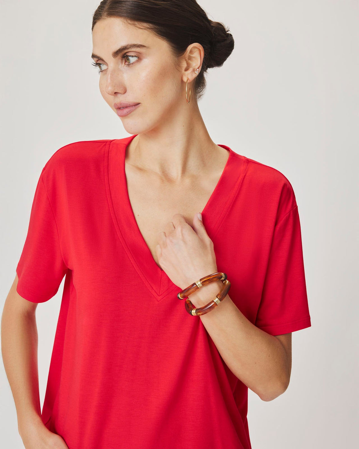 Kacey Bamboo Blend V-Neck Tee