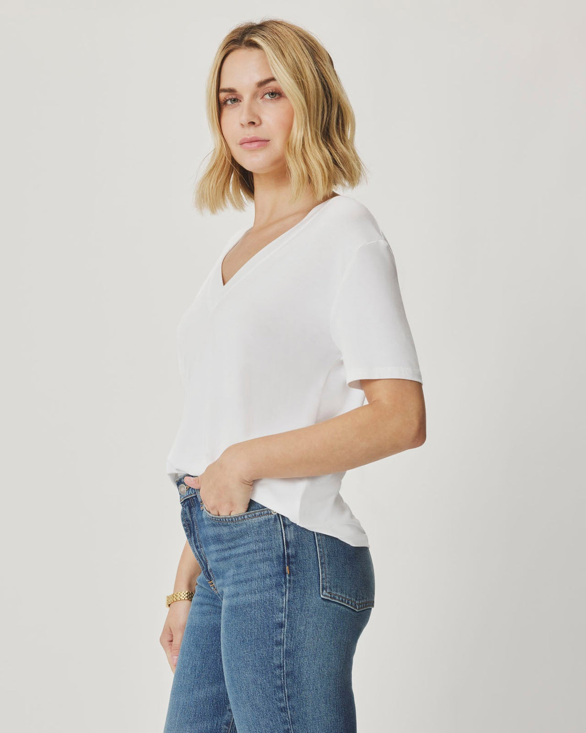 Kacey Bamboo Blend V-Neck Tee