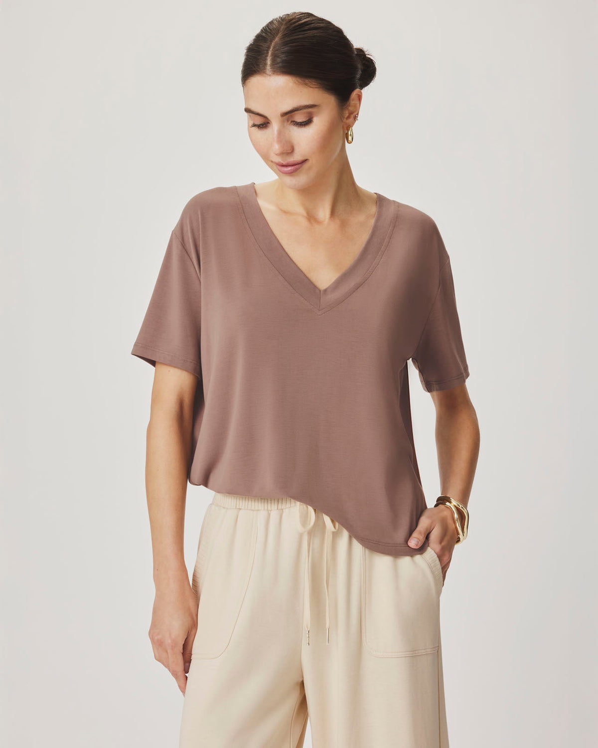 Kacey Bamboo Blend V-Neck Tee