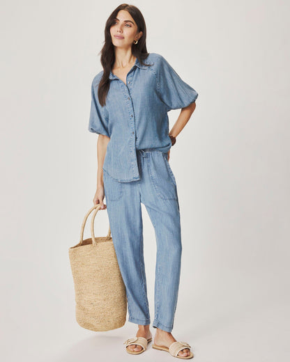 Talia Indigo Puff Sleeve Top - Indigo