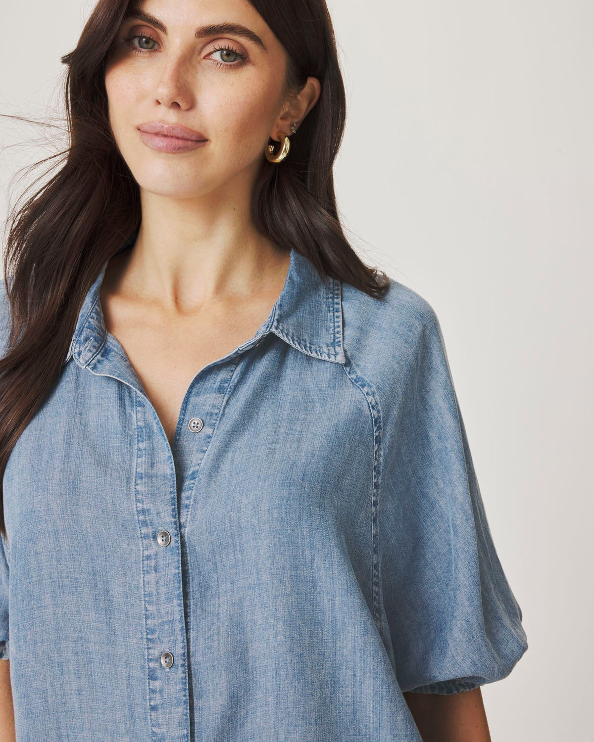 Talia Indigo Puff Sleeve Top - Indigo