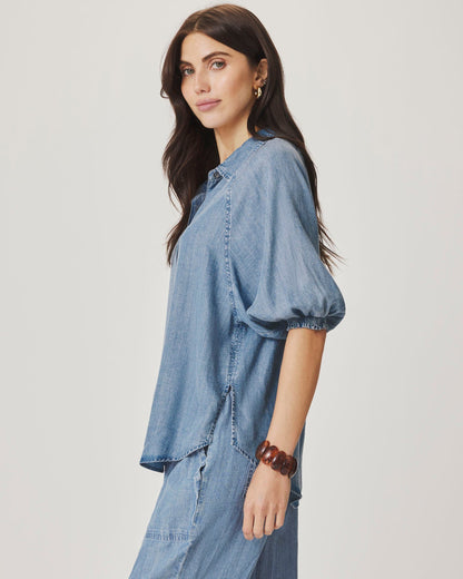 Talia Indigo Puff Sleeve Top - Indigo