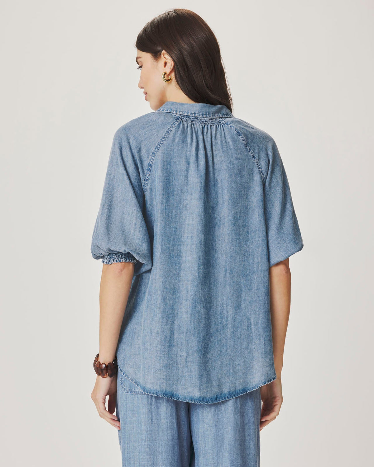 Talia Indigo Puff Sleeve Top - Indigo