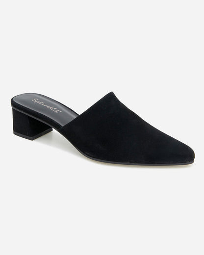 Lorelei Suede Mule Slide in Black - Black