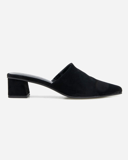 Lorelei Suede Mule Slide in Black - Black