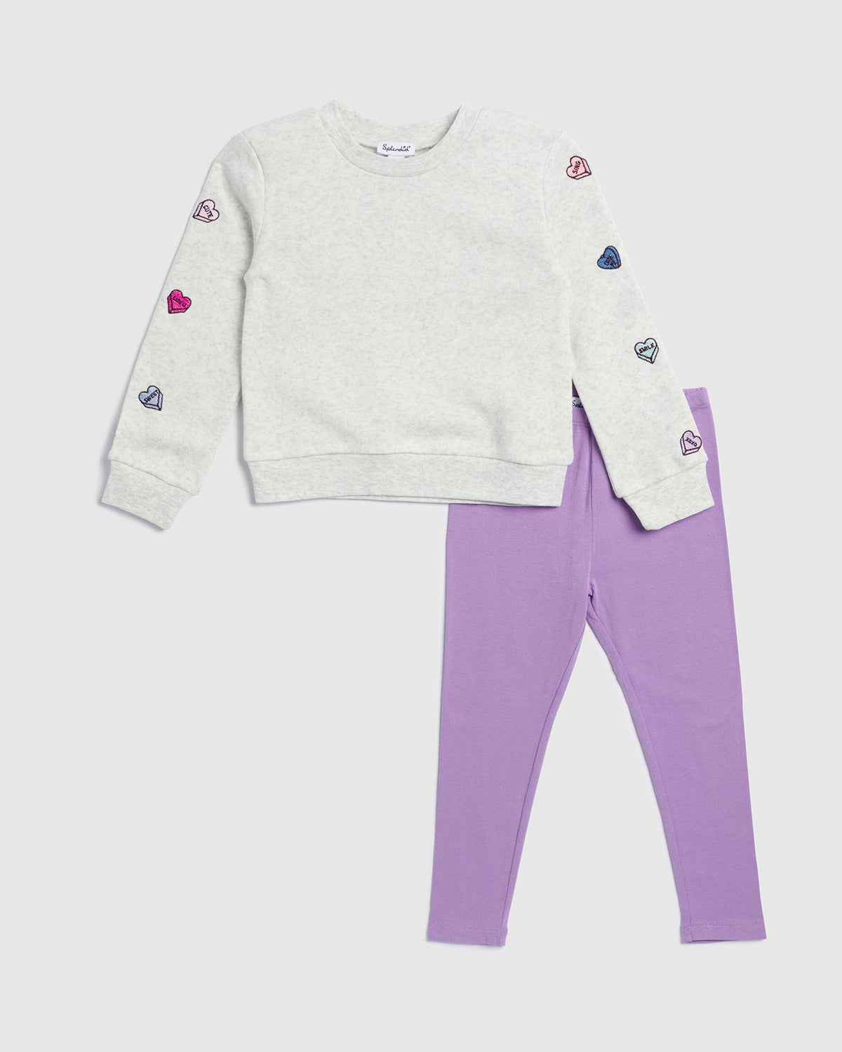 Toddler Girl Dancing Hearts Long Sleeve Set - Sweet Lavender
