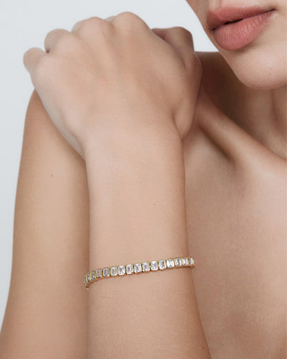 Shashi Emerald Cut Tennis Bracelet - Gold