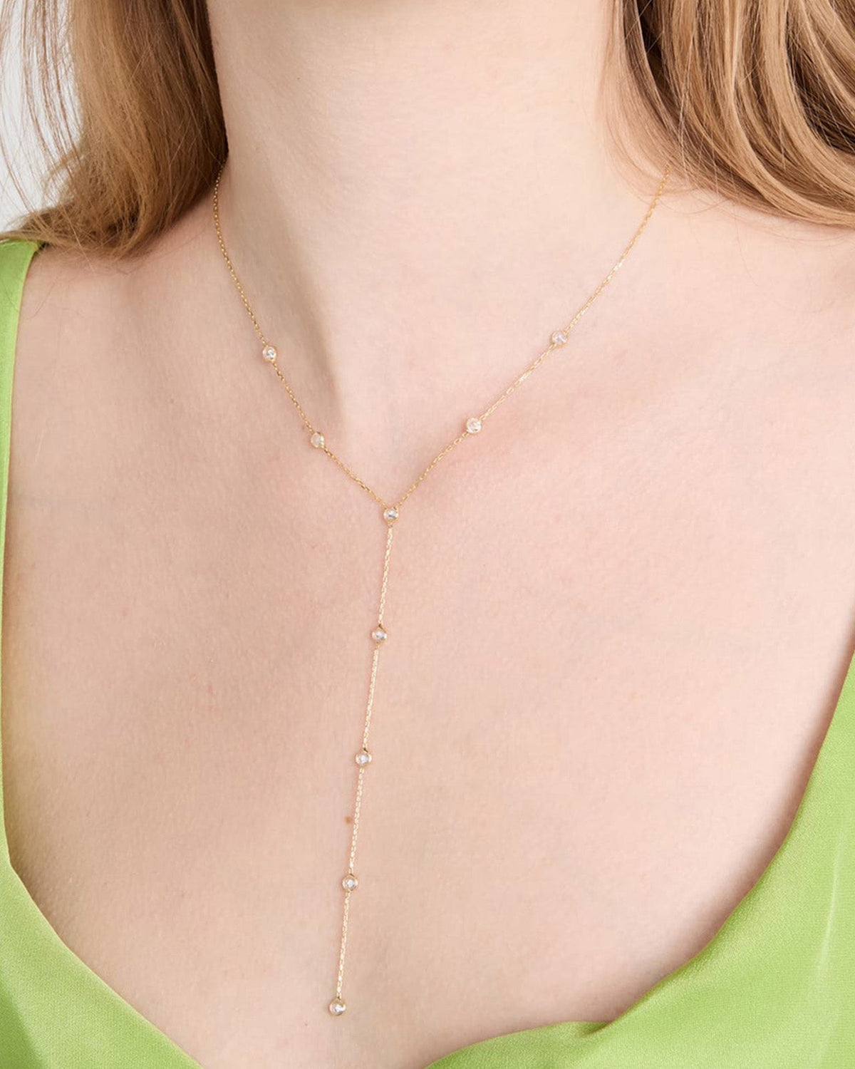 Shashi Emily Diamond Lariat Necklace - Gold