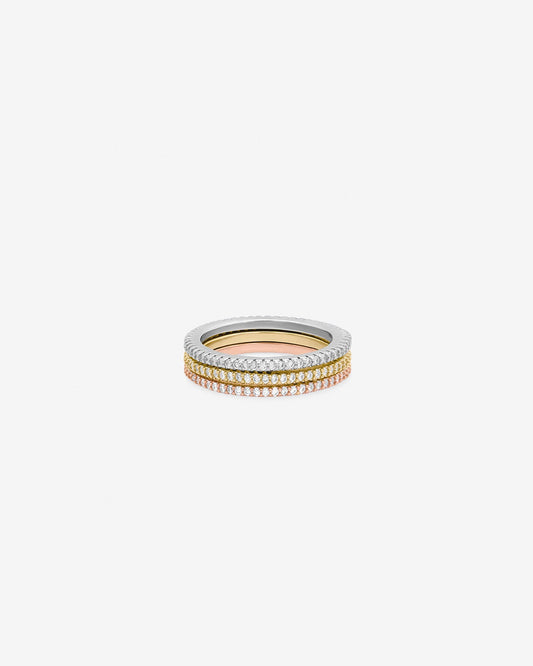 Shashi Gaia Pave Ring Set - Gold