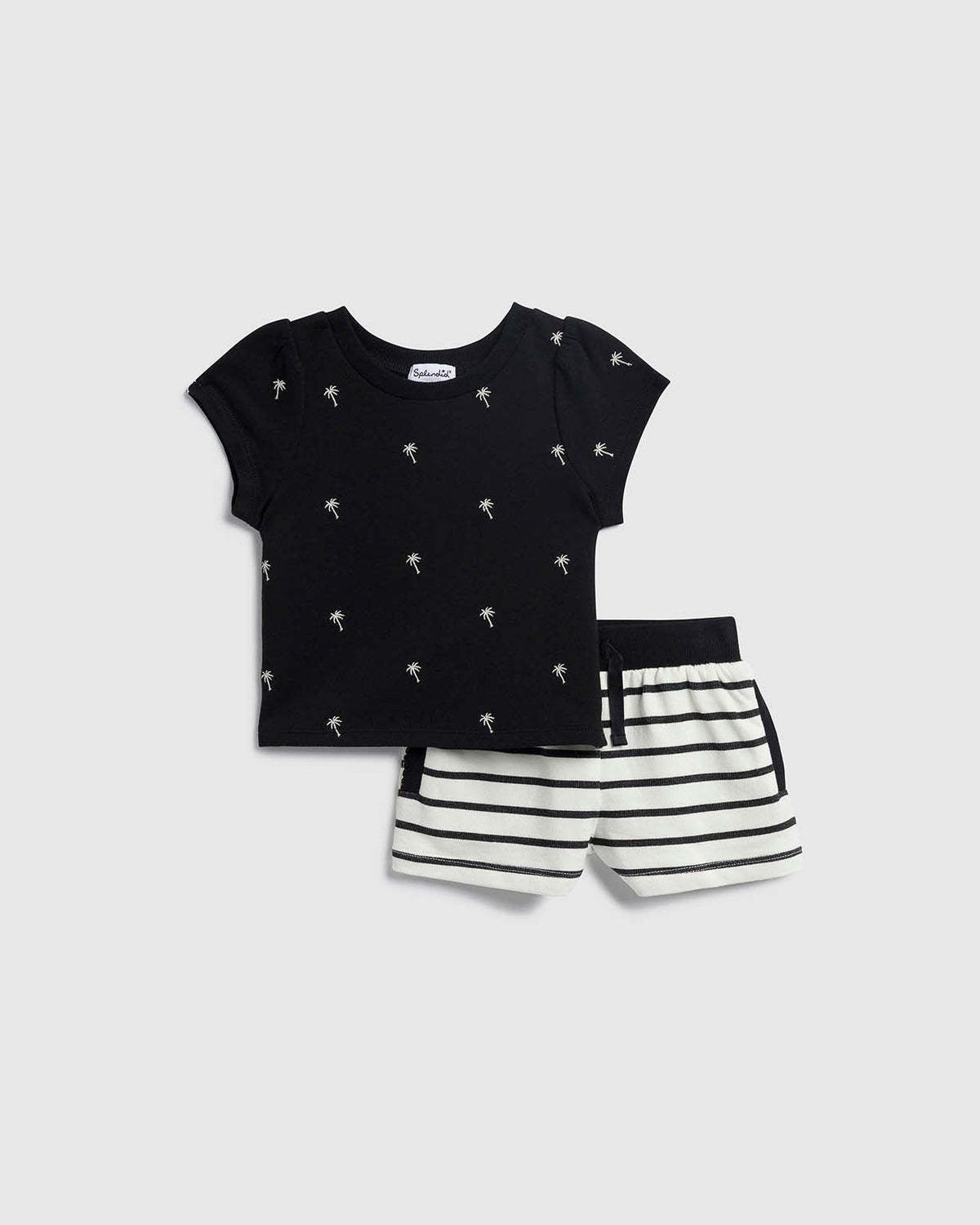 Infant Girl Pretty Palm Tree Set - Black/Jet Stream