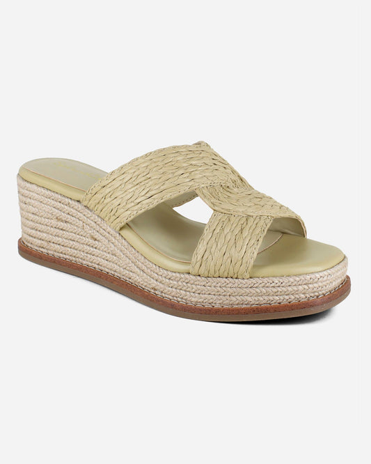 Daria Raffia Wedge in Natural - Natural