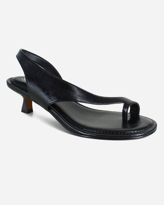 Helen Leather Kitten Heel in Black - Black