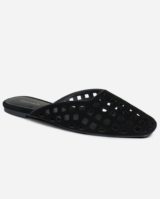 Remi Suede Mule in Black - Black