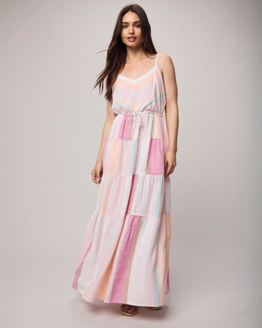 Audriana Dress - Carnation Multi Stripe