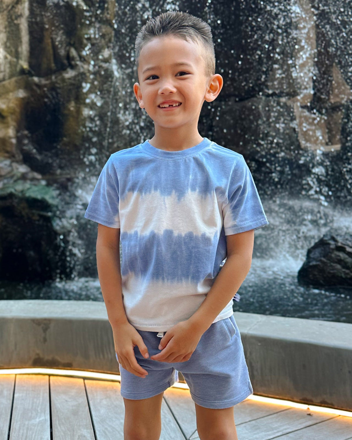 Toddler Boy Sunburst Stripe Tee Set - Sky Blue Stripe