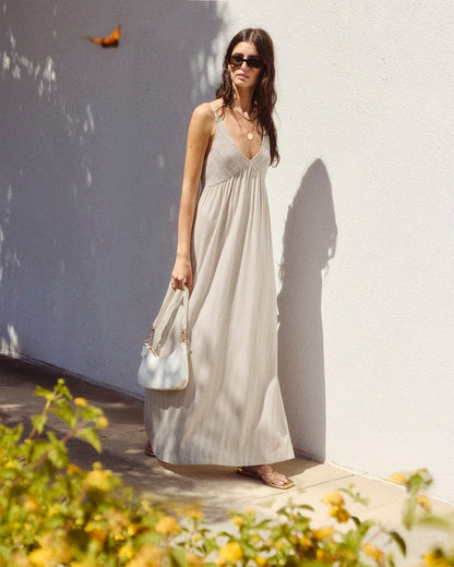 Bianca Maxi Dress - Light Fawn/White