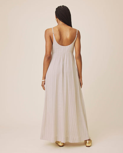 Bianca Maxi Dress - Light Fawn/White
