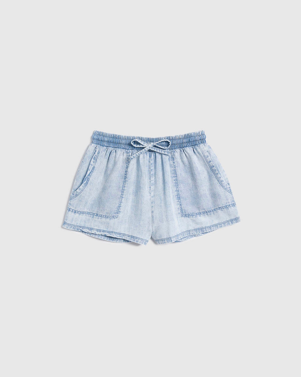 Girls Bleached Indigo Short - White Out Wash