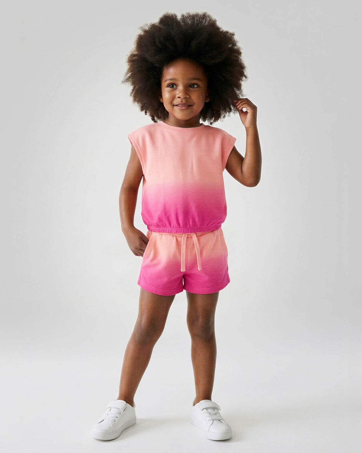 Toddler Girl Cotton Candy Dip Dye Short Sleeve Set - Cotton Candy Dip Dye