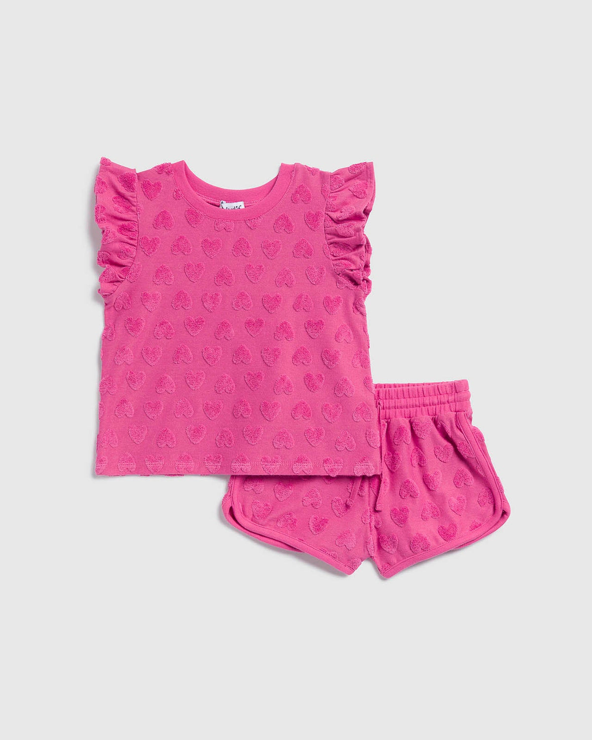 Toddler Girl Loopy Terry Heart Set - Hibiscus
