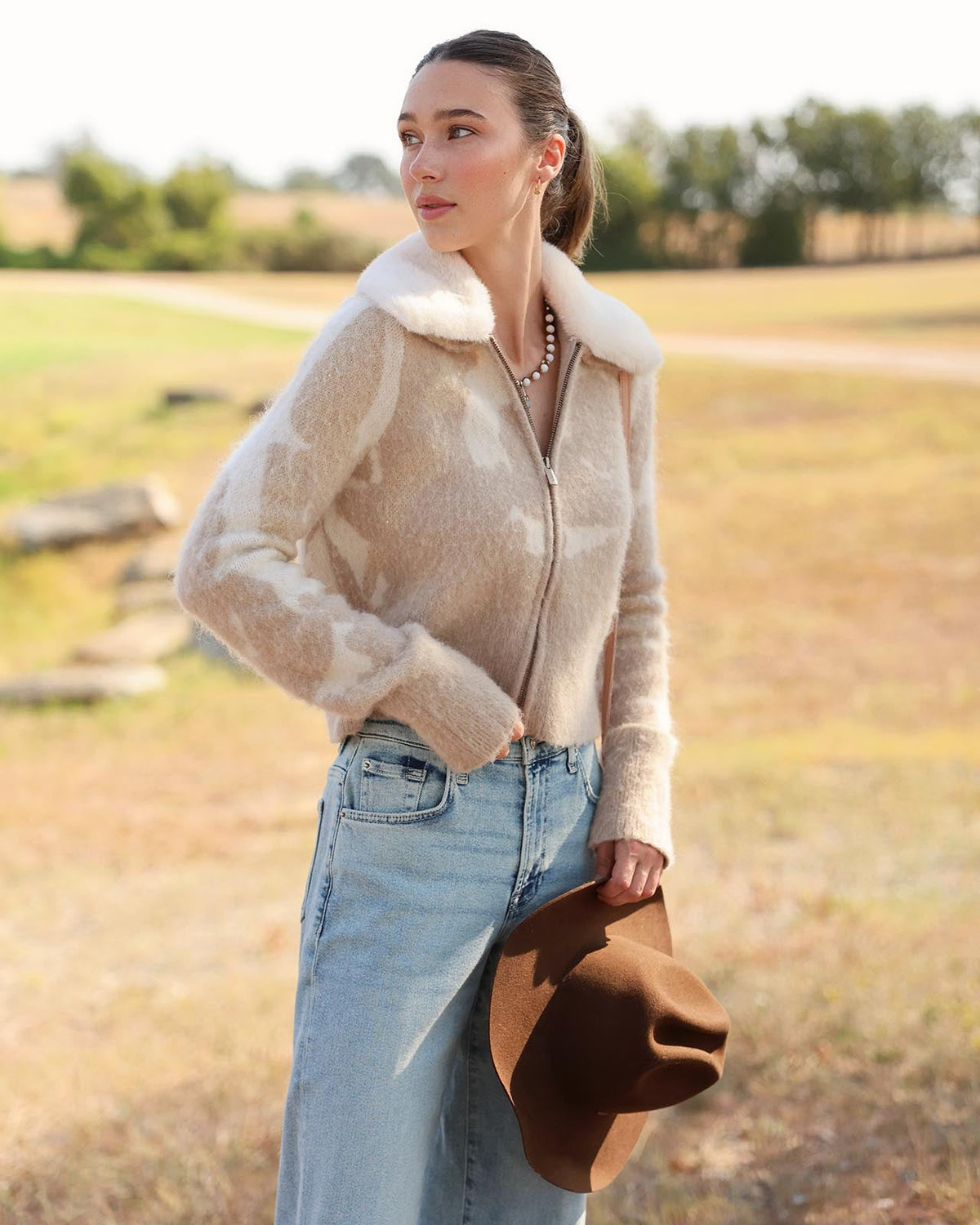 Lola Collar Cardigan - Neutral Multi