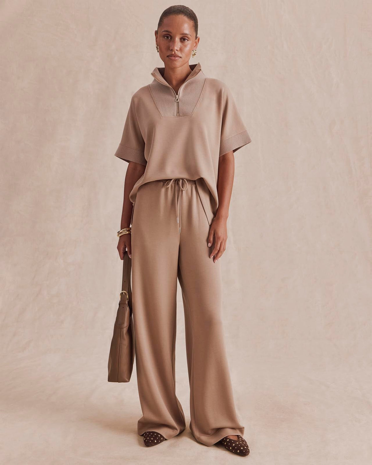 Splendid x @Cellajaneblog Scubasoft Wide Leg Pant - Praline