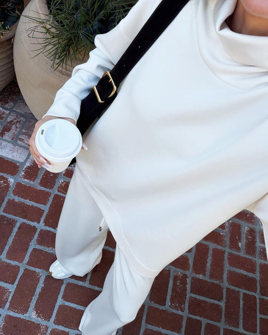 Splendid x @Cellajaneblog Scubasoft Turtleneck Sweatshirt - Porcelain