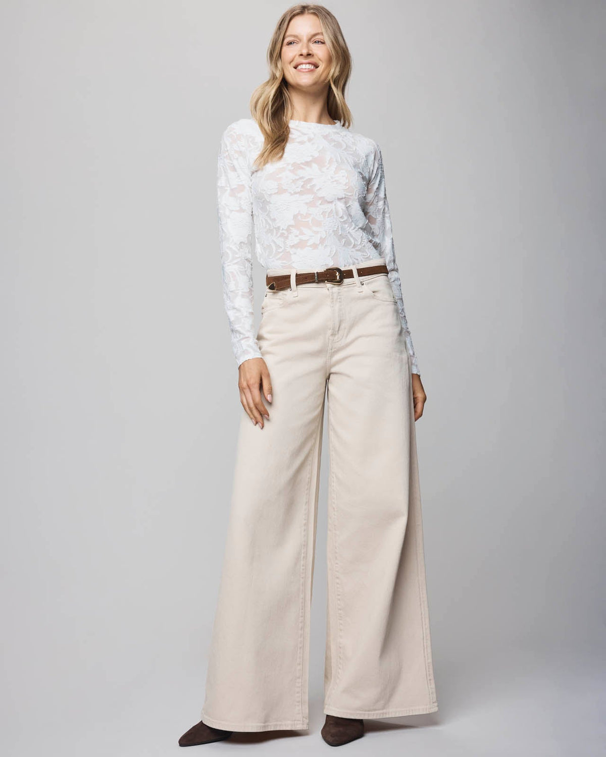 Ravyn Wide Leg Jean - White Sand