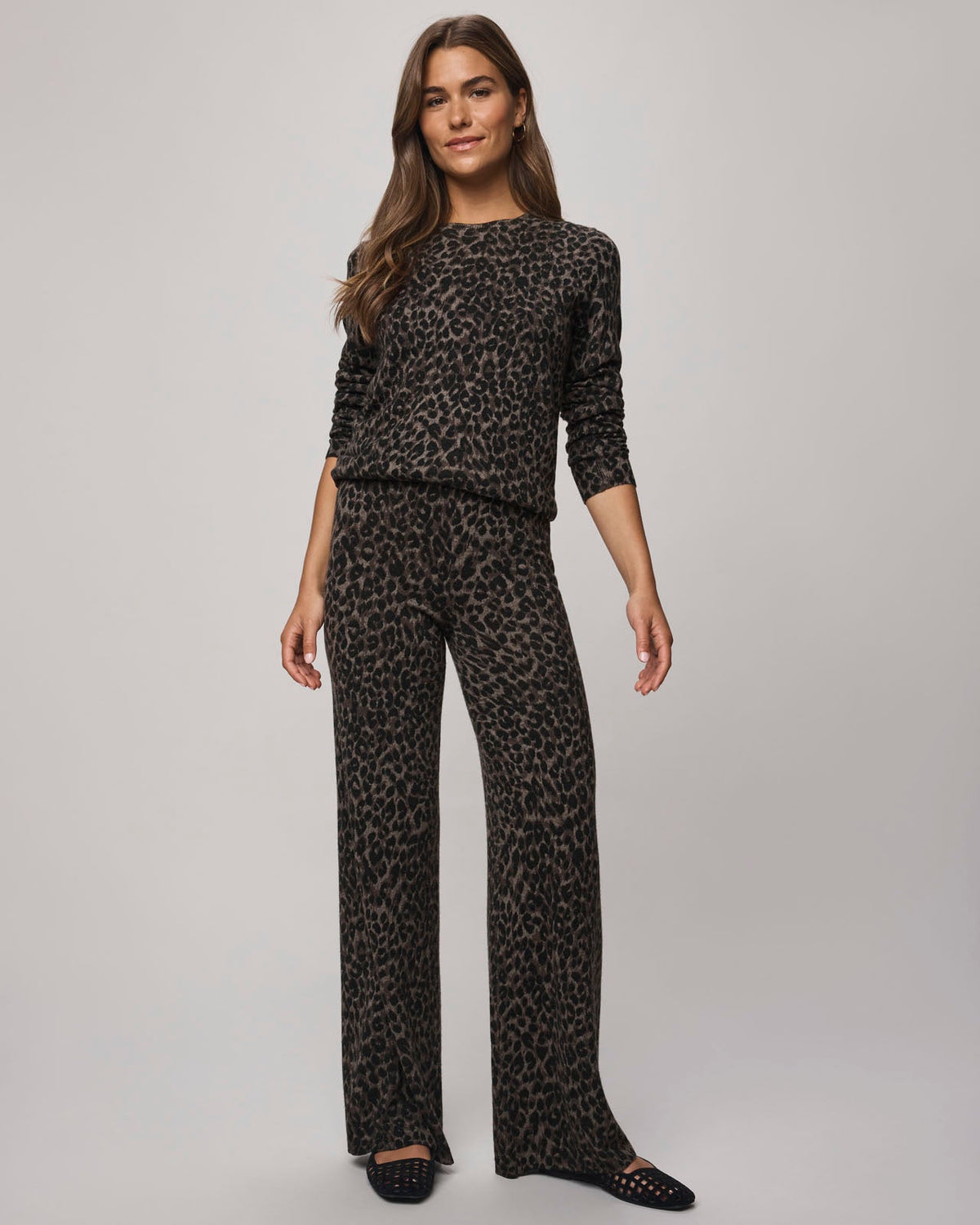 Leopard Lounge Sweater Pant - Leopard Print
