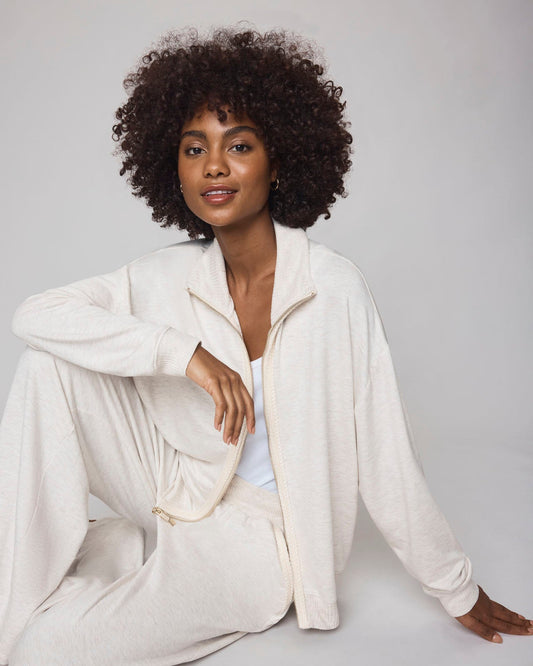 Supersoft Trim Zip Up Sweater Using LENZING™ECOVERO™ Fibers
