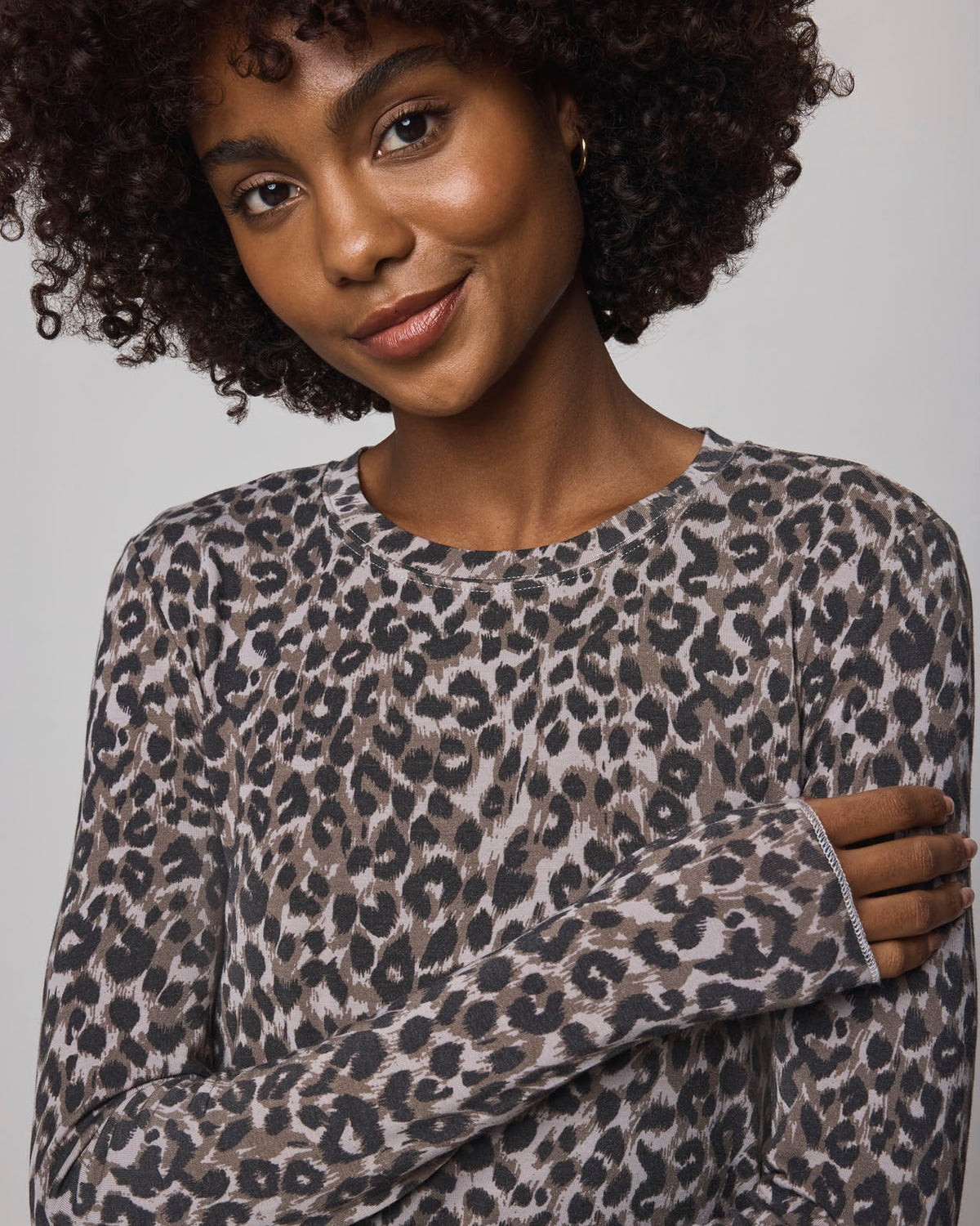 Leopard Bamboo Blend Long Sleeve Tee - Leopard Print