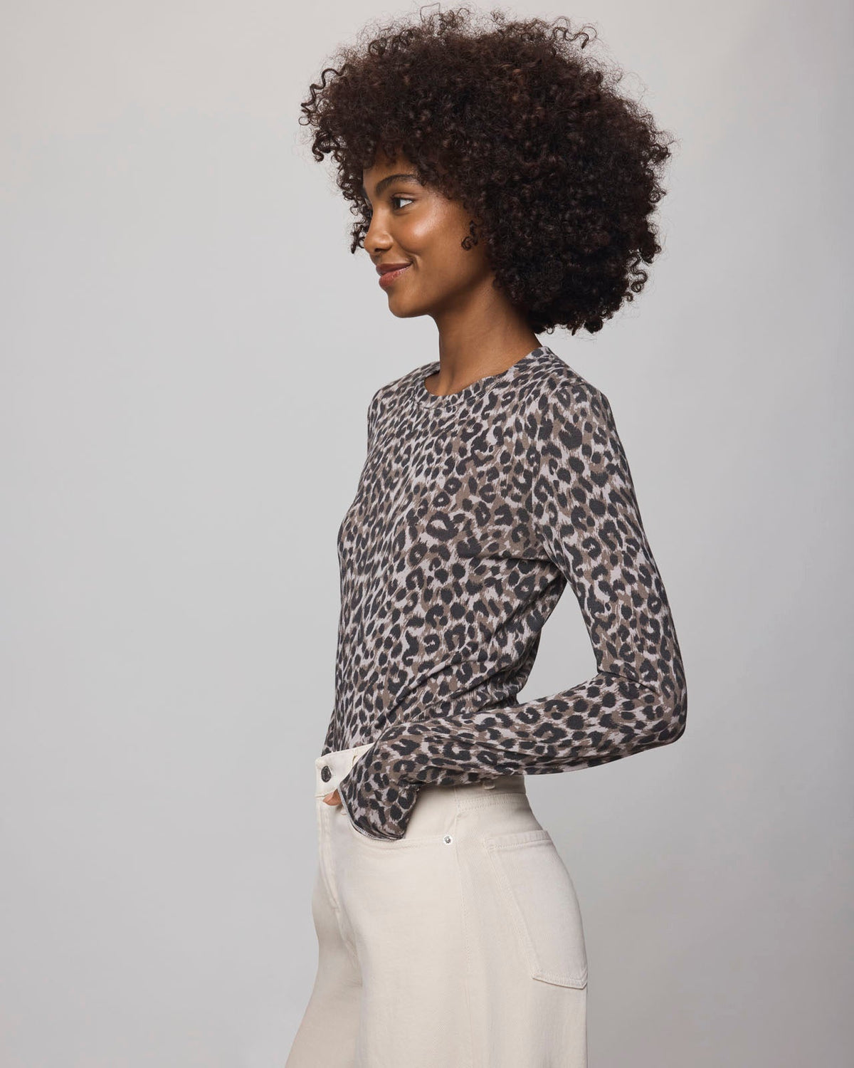 Leopard Bamboo Blend Long Sleeve Tee - Leopard Print