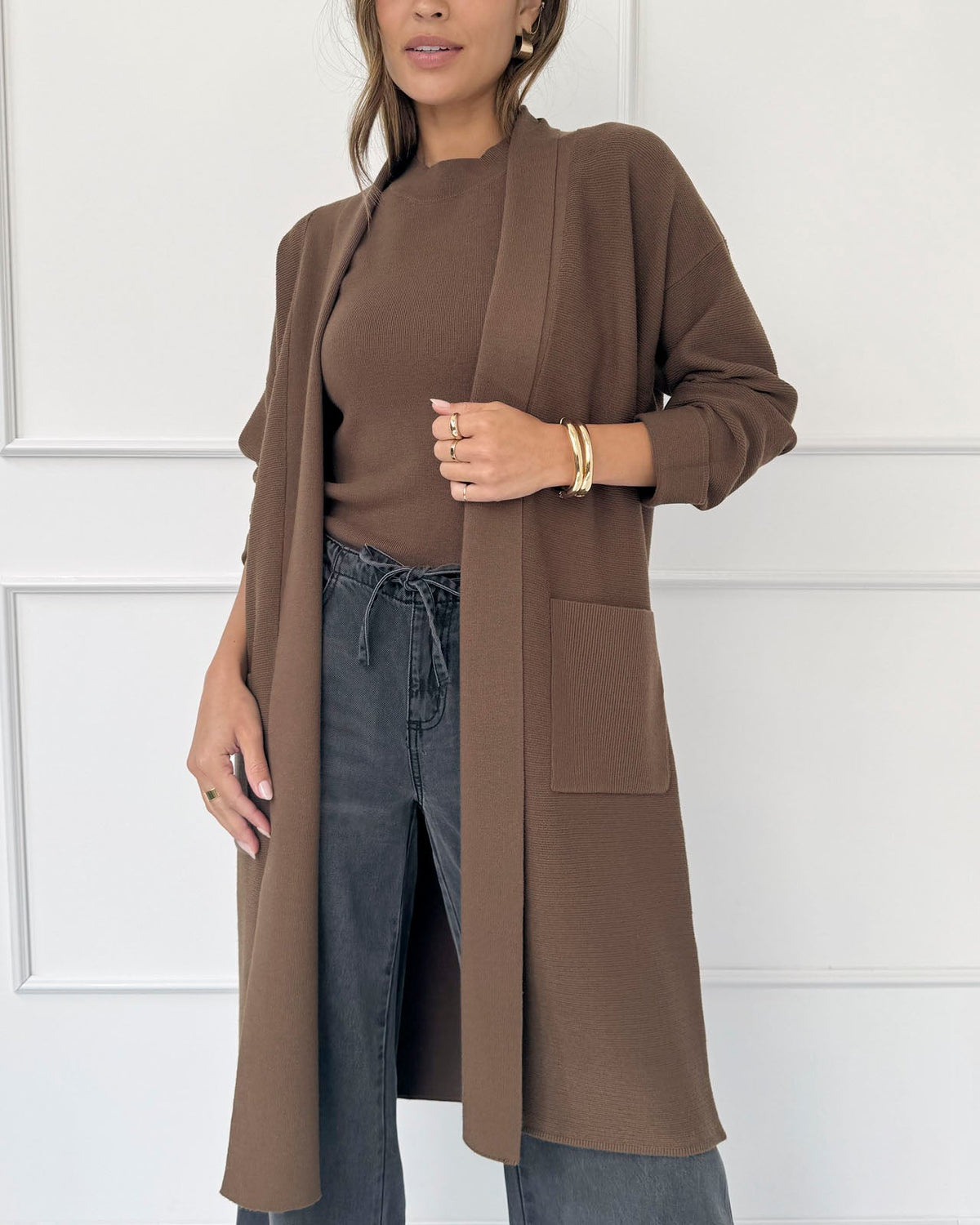 Splendid x @Cellajaneblog Sleek Coatigan - Truffle