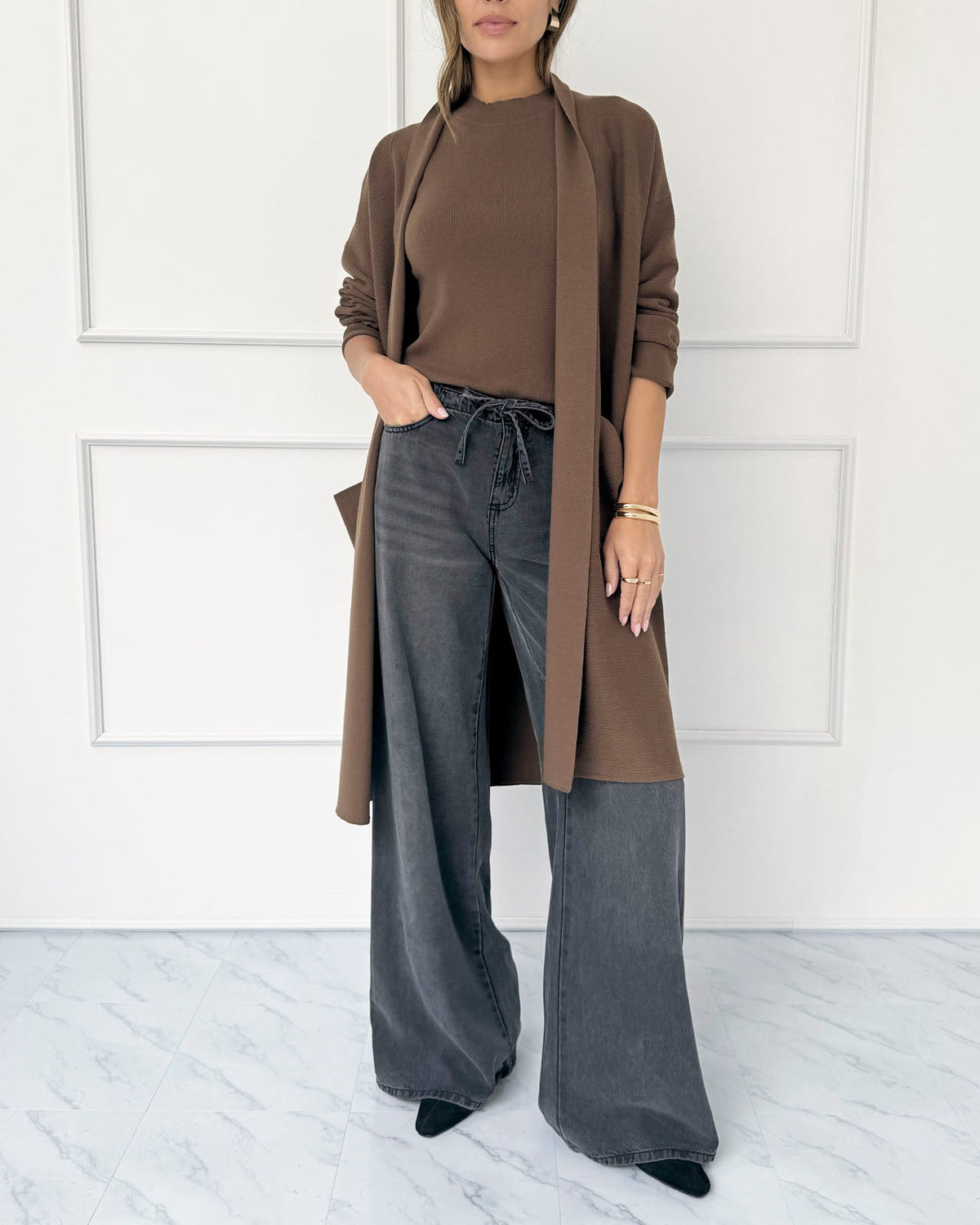 Splendid x @Cellajaneblog Sleek Coatigan - Truffle