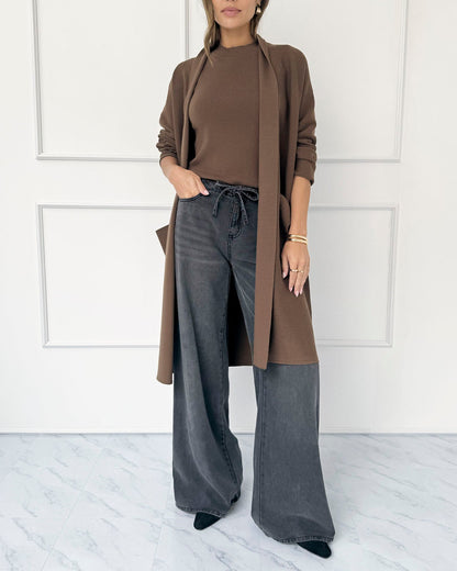 Splendid x @Cellajaneblog Sleek Coatigan - Truffle