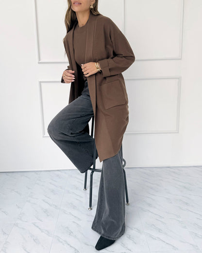 Splendid x @Cellajaneblog Sleek Coatigan - Truffle