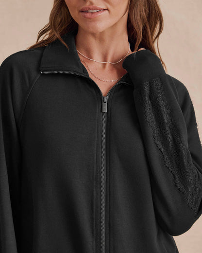 Supersoft Lace Trim Zip Up
