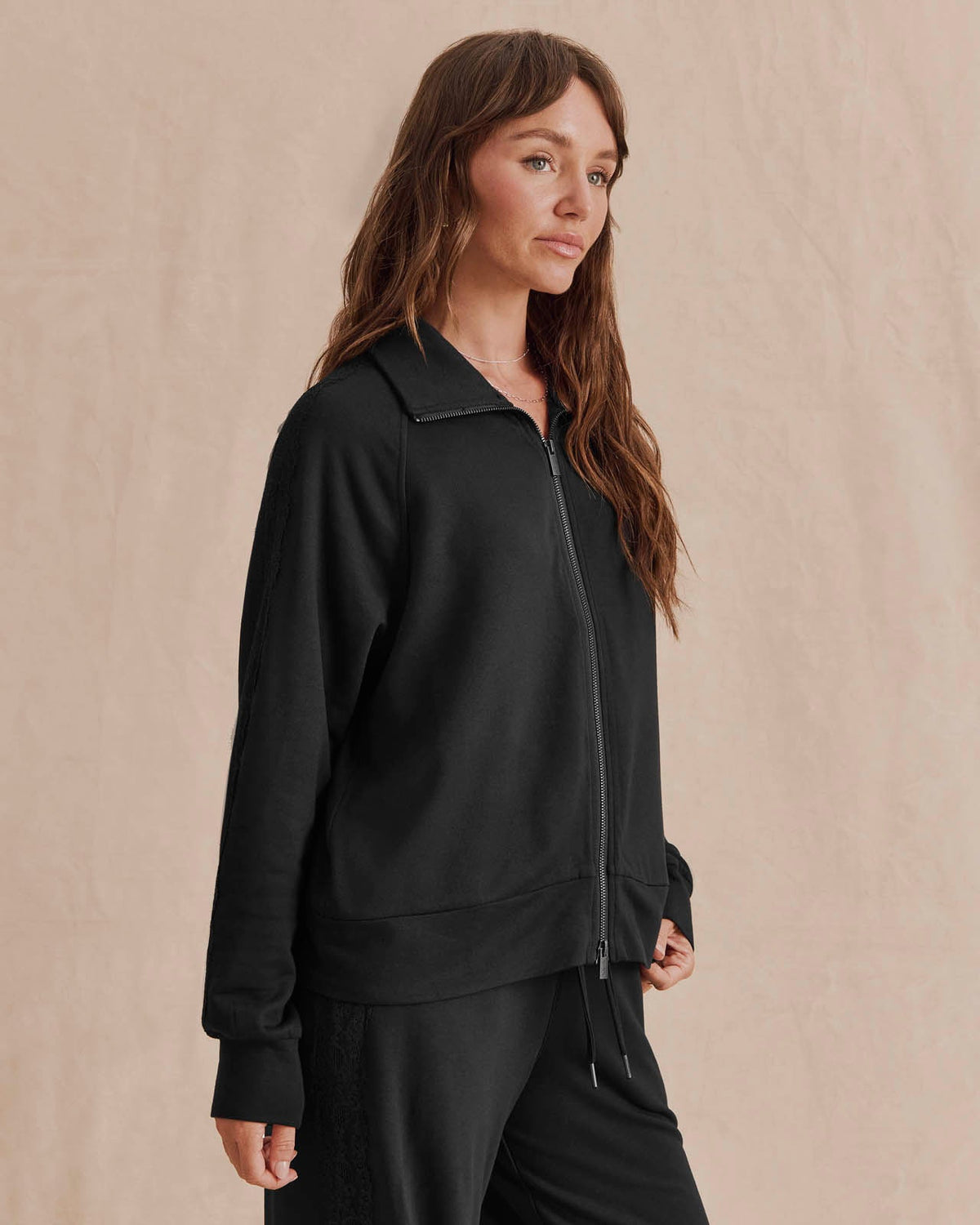 Supersoft Lace Trim Zip Up