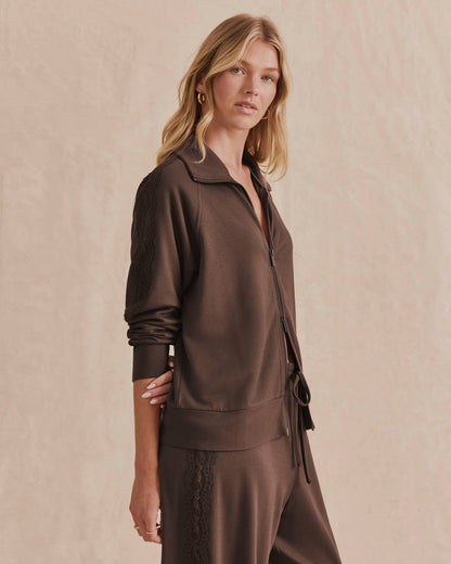 Supersoft Lace Trim Zip Up