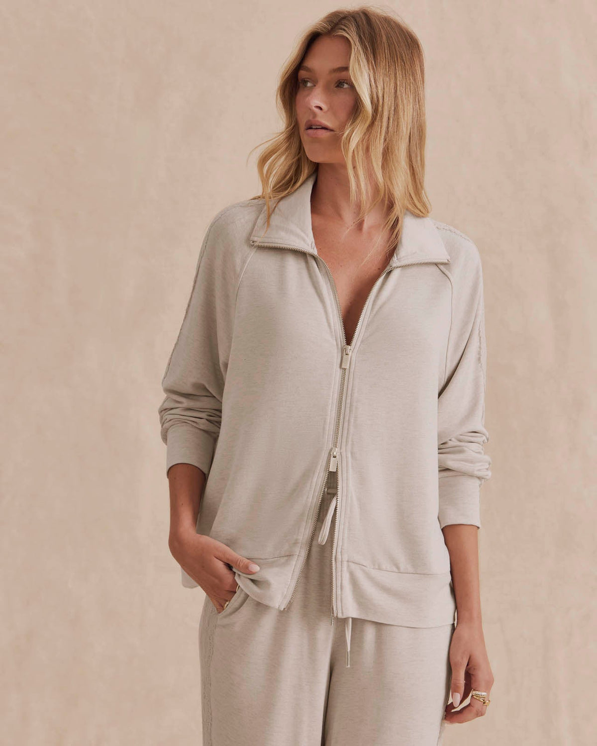 Supersoft Lace Trim Zip Up