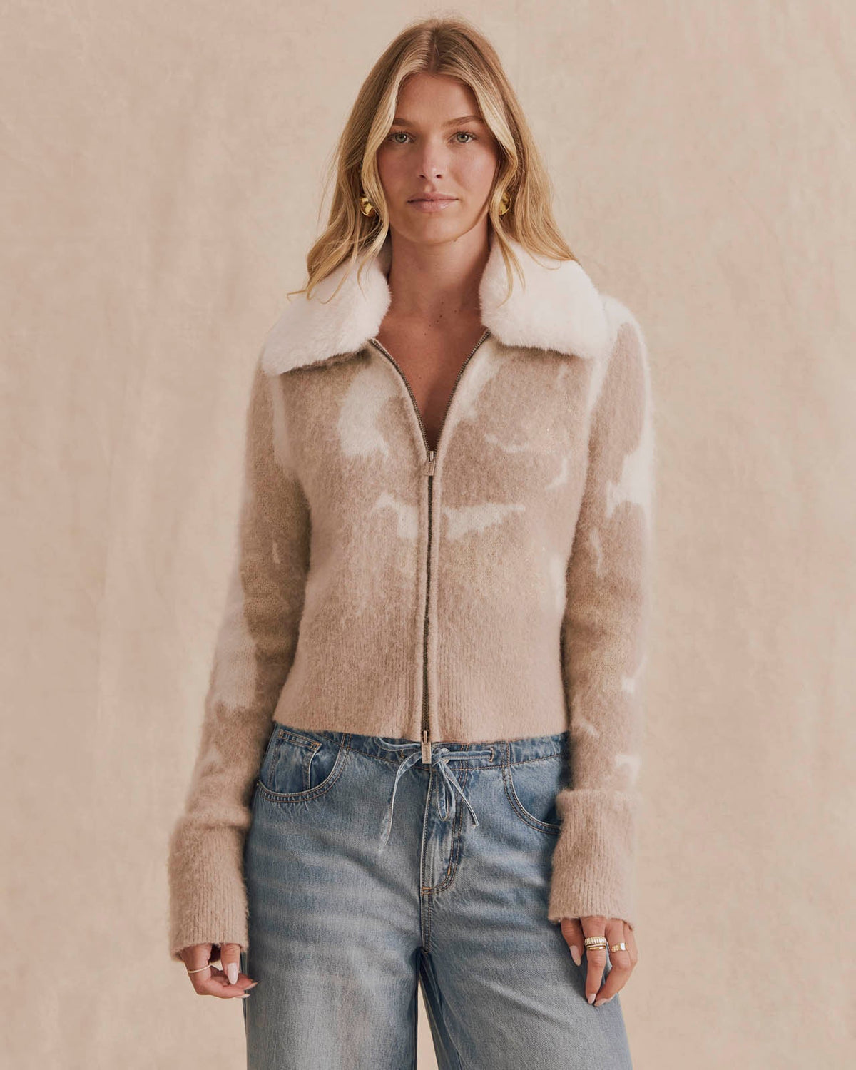 Lola Collar Cardigan - Neutral Multi