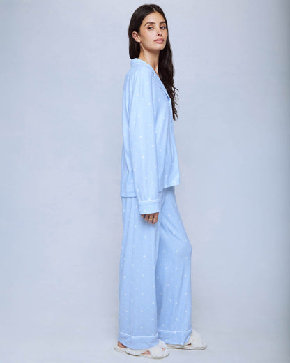 Star Dot Long Sleeve Notch and Pant Set - Stardot