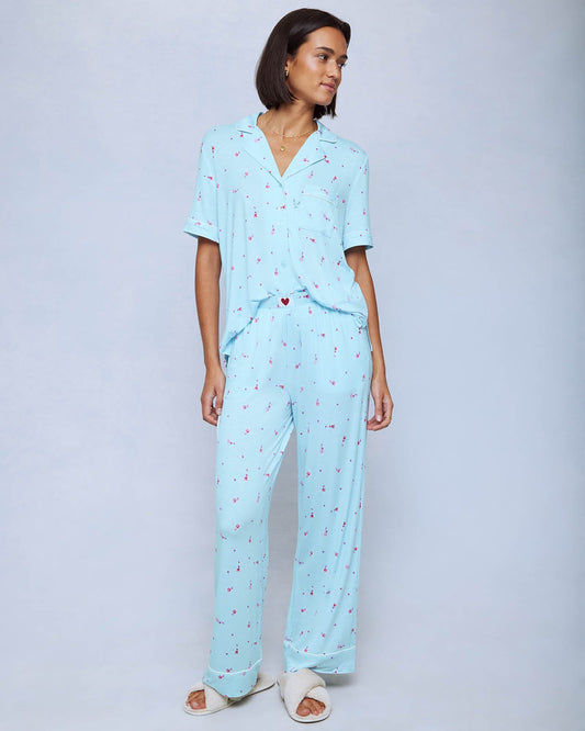 Sweet Ditsy Toss Notch and Long Pant Set - Sweet Ditsy Toss