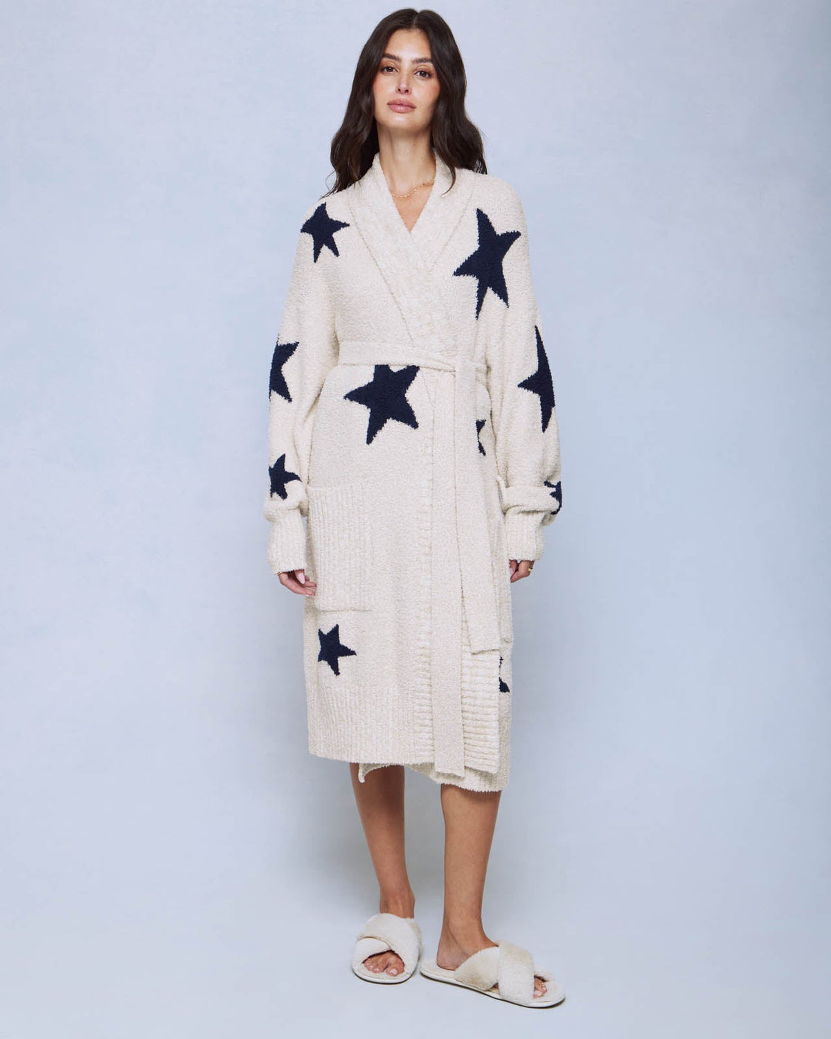 Navy Star Toss Pomona Fuzzy Robe - Navy Star Toss
