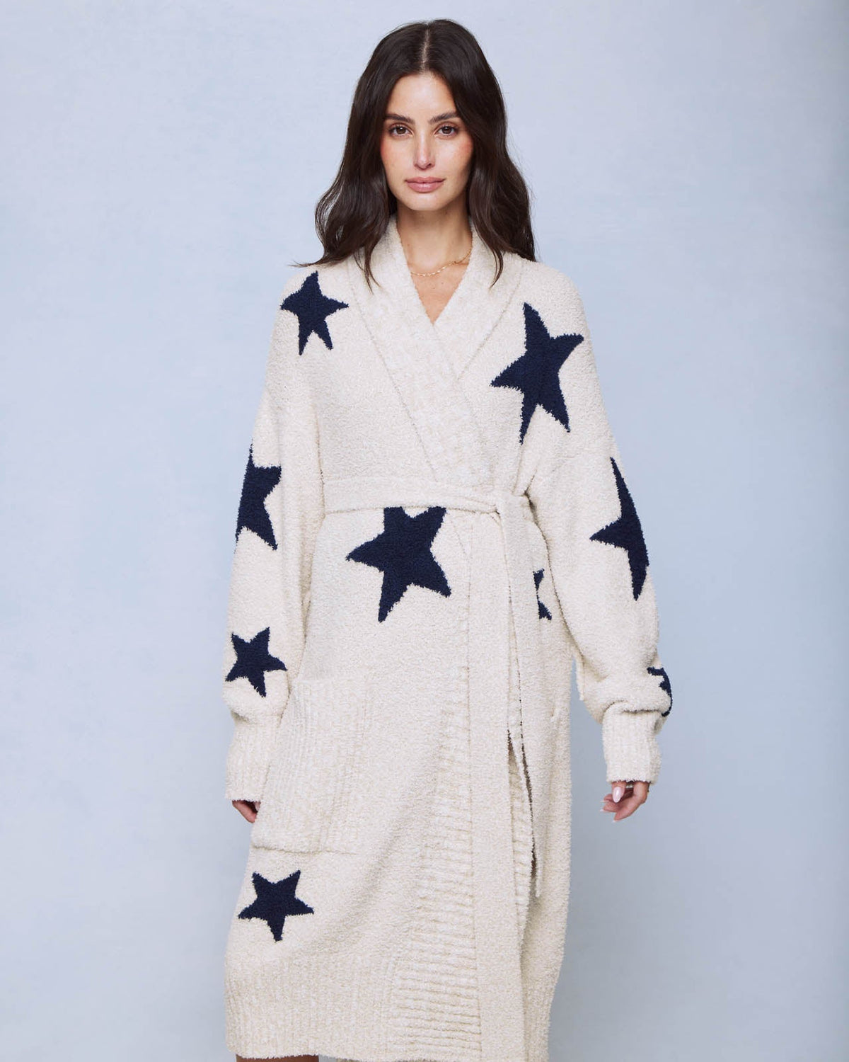 Navy Star Toss Pomona Fuzzy Robe - Navy Star Toss