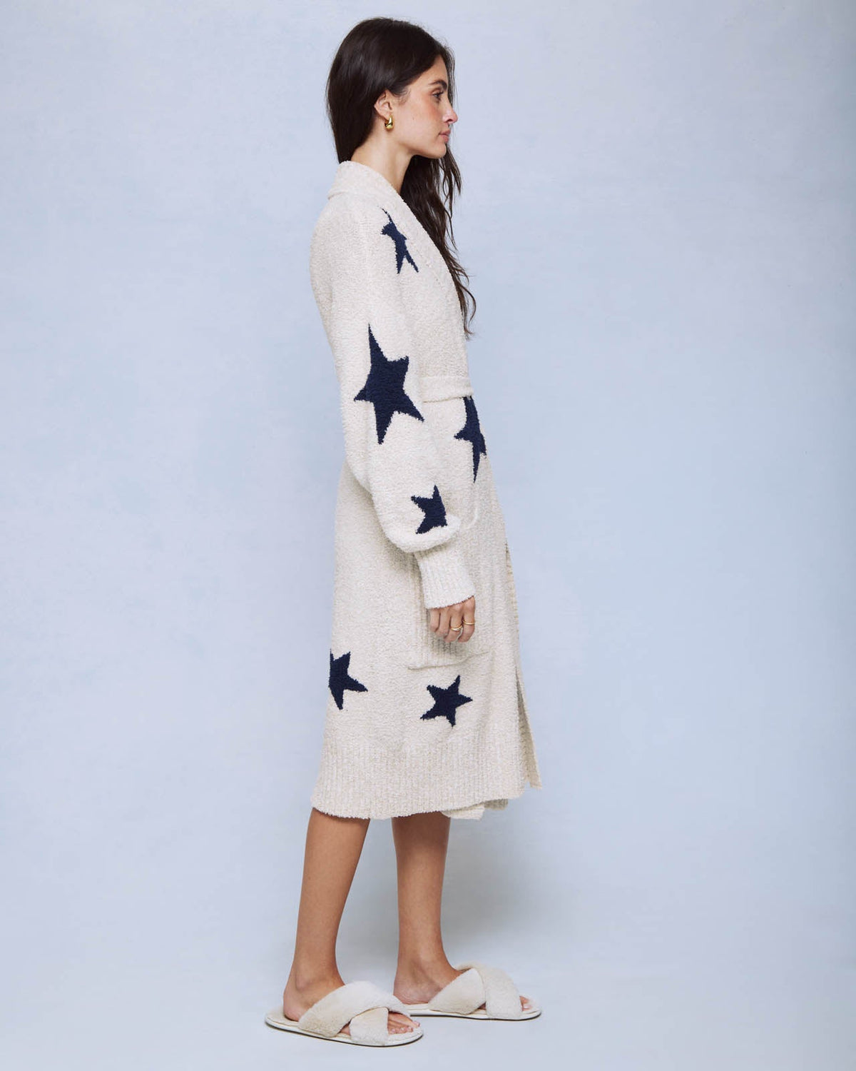 Navy Star Toss Pomona Fuzzy Robe - Navy Star Toss