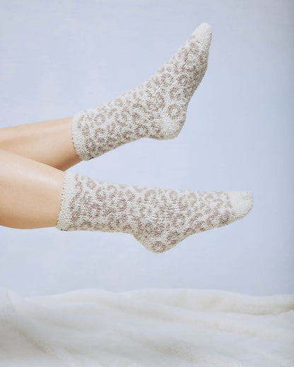 Leopard Cozy Fuzzy Cable Socks - Leopard